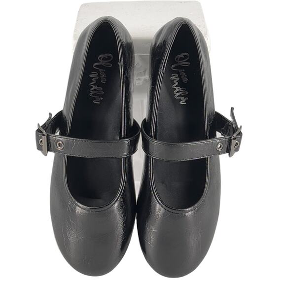 Olivia Miller Mary Jane Ballet Flats Unembellished Style 6.5 Glossy Black Crinkl - Picture 2 of 15